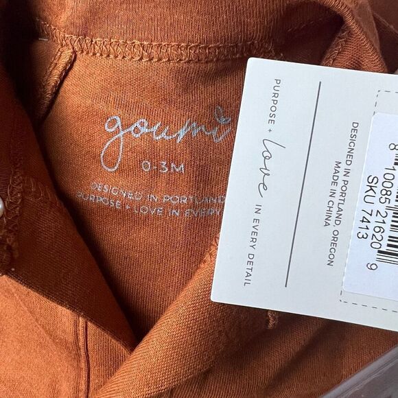 NWT Goumi Kids Sienna Gown SZ 0-3 mo Orange Snap Bamboo Baby Sleeper Jamms - Picture 3 of 3
